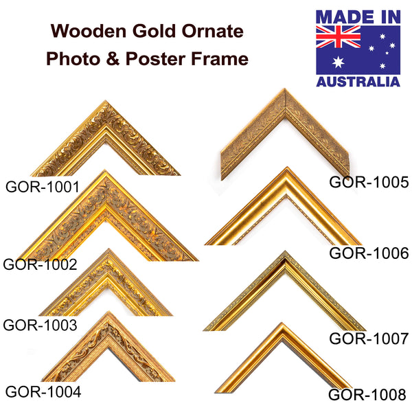 Wooden Square, Ornate Gold, Classic gold photo frame from 8x8", 10x10", 12x12",
