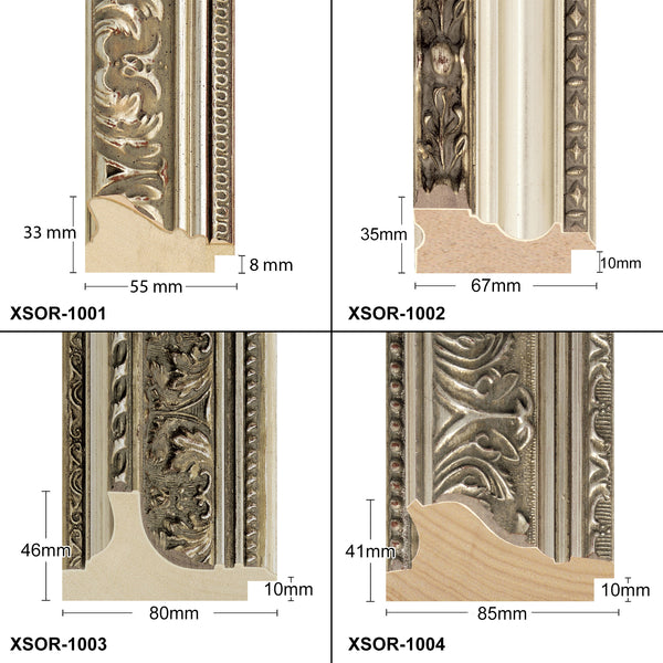 X-Large Thick Wooden Ornate Silver Frame Classic Handmade Chunky Photo Frames
