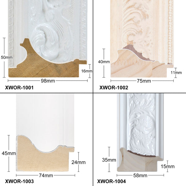 X-Large Thick Wooden Ornate White Frame Classic Handmade Chunky Photo Frames
