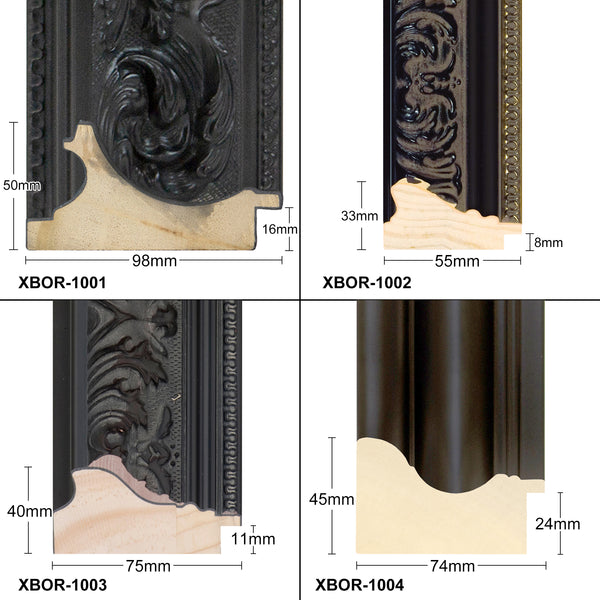 X-Large Thick Wooden Ornate Black Frame Classic Handmade Chunky Photo Frames