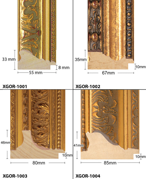 Square Thick Wooden Ornate Gold Frame Classic Handmade Chunky Photo Frames Wall