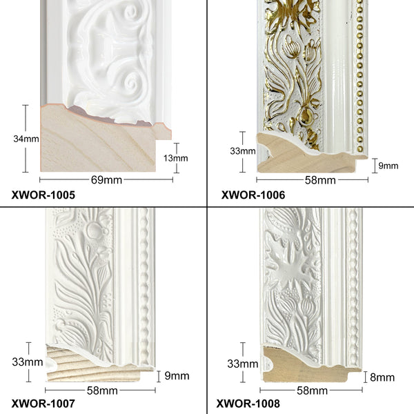 Antique Thick Wooden Ornate White Frame Classic Handmade Chunky Photo Frames
