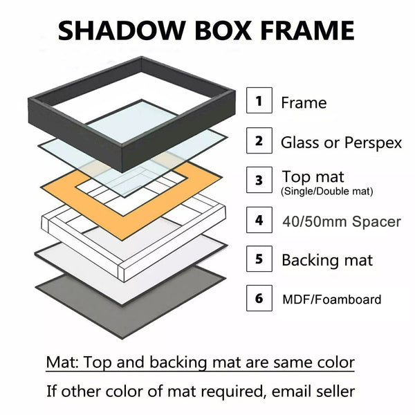 Extra Large Shadow Box Deep Frames 3D Display Wooden Deep Frame w/ Mat DIY Craft
