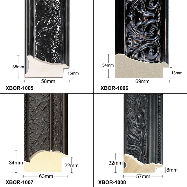 X-Large Thick Wooden Ornate Black Frame Classic Handmade Chunky Photo Frames