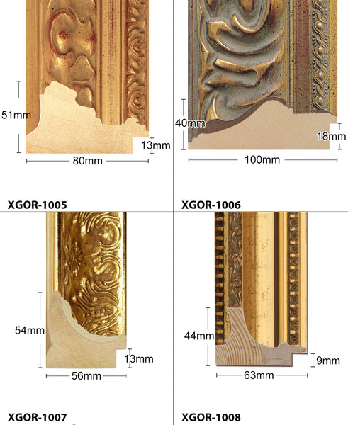 Square Thick Wooden Ornate Gold Frame Classic Handmade Chunky Photo Frames Wall