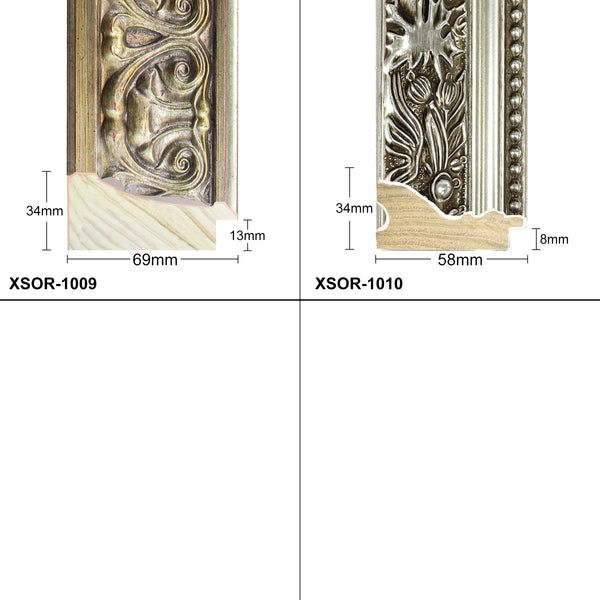 X-Large Thick Wooden Ornate Silver Frame Classic Handmade Chunky Photo Frames