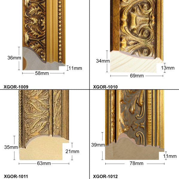 Square Thick Wooden Ornate Gold Frame Classic Handmade Chunky Photo Frames Wall