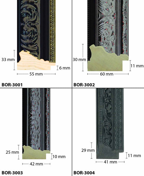 Wooden Ornate Black, Classic black, photo frame B1(70x100cm), B2(50x70cm), B3(35