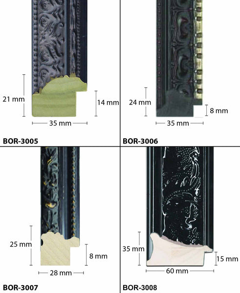 Wooden Ornate Black, Classic black, photo frame 8x10", 8x12", 10x13", 11x14", 12x16", 12x18", 16x20", 16x24", 20x24", 20x30", 24x36"