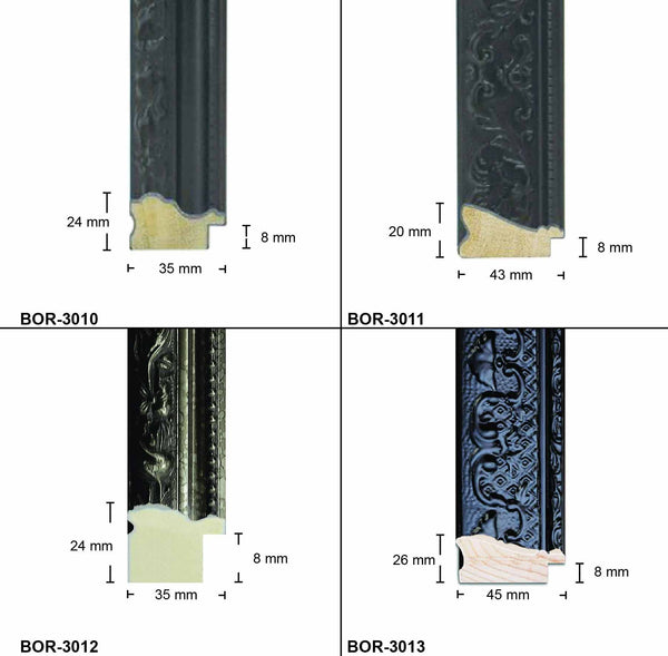 Wooden Ornate Black, Classic black, photo frame B1(70x100cm), B2(50x70cm), B3(35