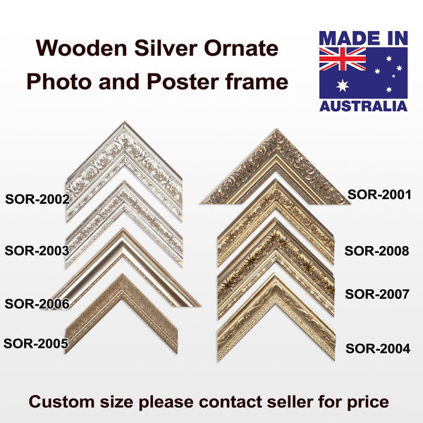 Wooden Square, Ornate Silver, Classic silver, photo frame from 8x8" to 24x24",