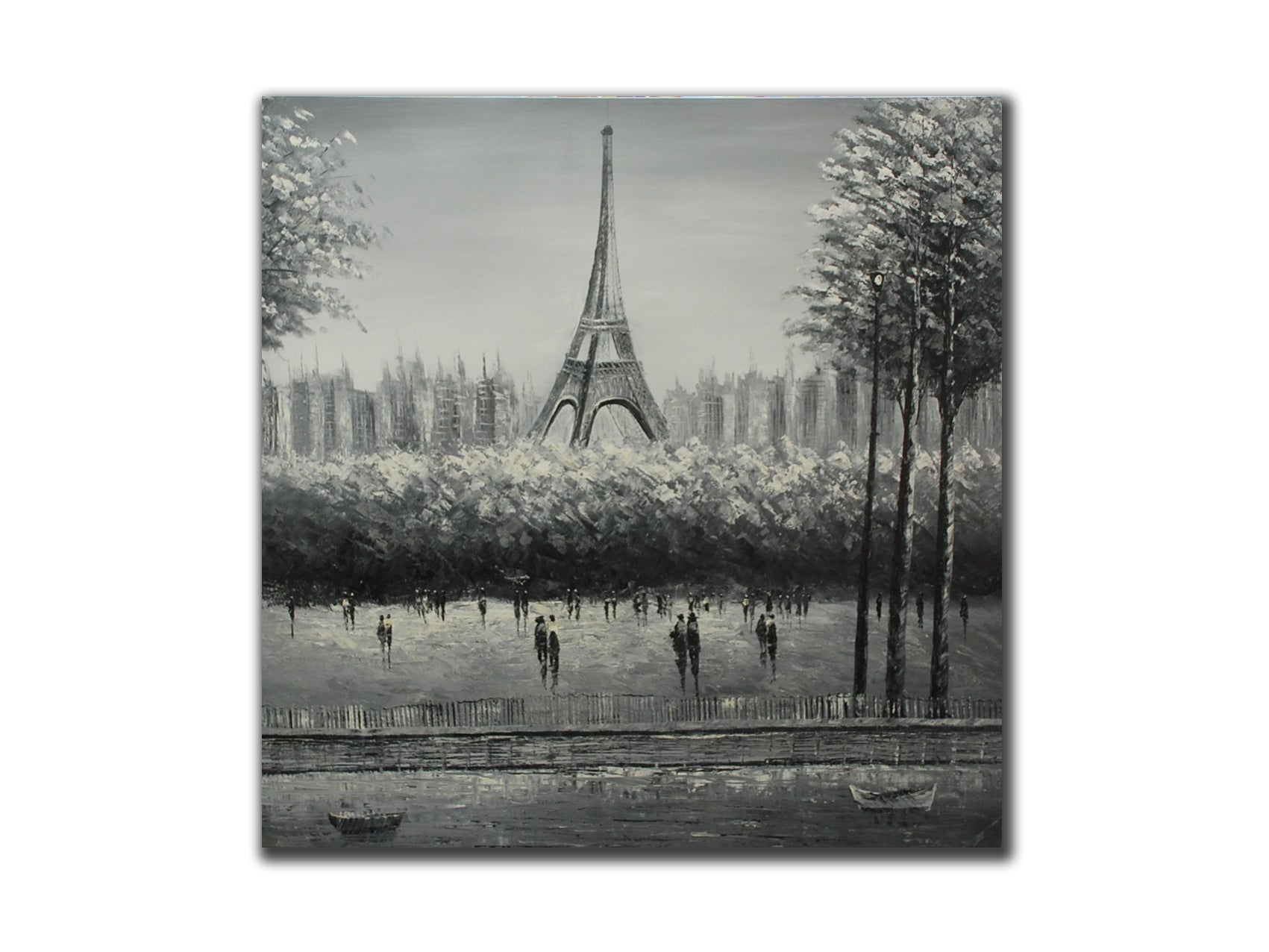 Genuine Oil painting, Black and white, Paris Eifftel Tower, size 100x100cm, stre