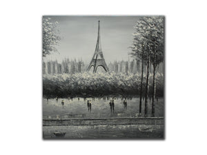 Genuine Oil painting, Black and white, Paris Eifftel Tower, size 100x100cm, stre