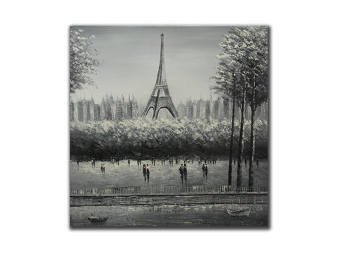 Genuine Oil painting, Black and white, Paris Eifftel Tower, size 100x100cm, stre