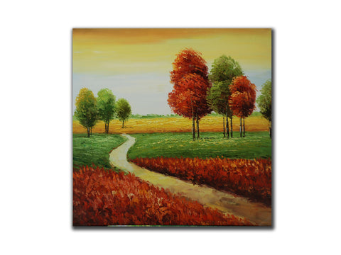 Genuine Oil painting, Country field, size 80x80cm, stretched on 40mm timber fram