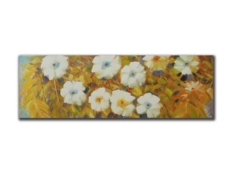 Floral Geuine oil painting, floral design, Panorama 50x150cmstretched on 40mm ti