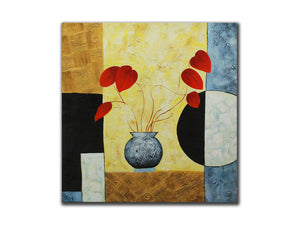 Floral Geuine oil painting, Modern Floral, size 100x100cm stretched on 40mm timb