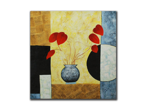 Floral Geuine oil painting, Modern Floral, size 100x100cm stretched on 40mm timb