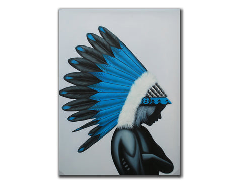 Genuine oil painting, American Indian portrait, size 90x120cmstretched on 40mm w
