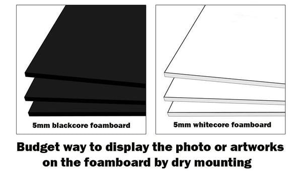 5x Black 5mm Thick Foamboard Backing Board Extra Rigid Core Acid Free Light Weig