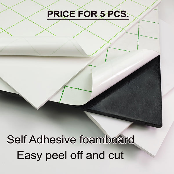 5x Black Self Adhesive 10mm Thick Foamboard Backing Board Extra Rigid Acid Free