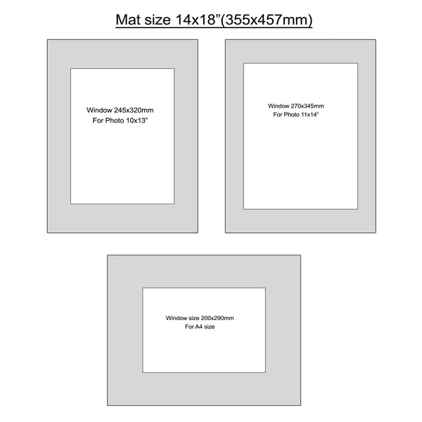 Mat size 14x18", Photo mat, Photo mount,  window size A4, 10x13", 11x14", 6pcs.