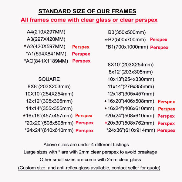 Aluminium Poster frame, photo frame 8x10", 8x12", 10x13", 11x14", 12x16", 12x18"