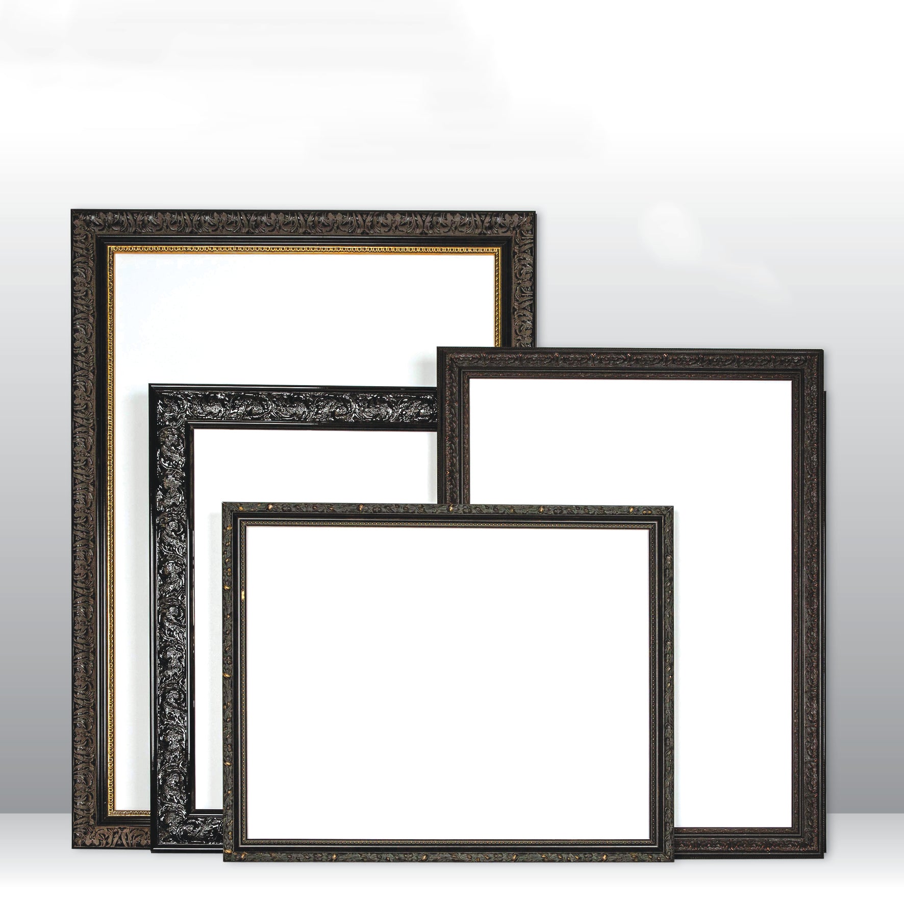 Wooden Square Ornate Black Classic Photo Frame 8x8" to 24x24", Clear Glass or Perspex front