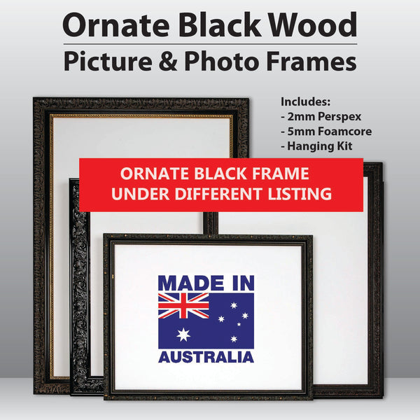 Wooden Ornate White, Classic white,  photo frame A0, A1, A2, A3, A4,  Clear Glas