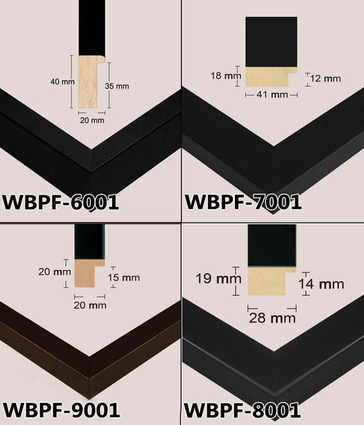 Wooden Black Photo frame, Black picture frame, AO, A1, A2, A3, A4 size, 4 styles