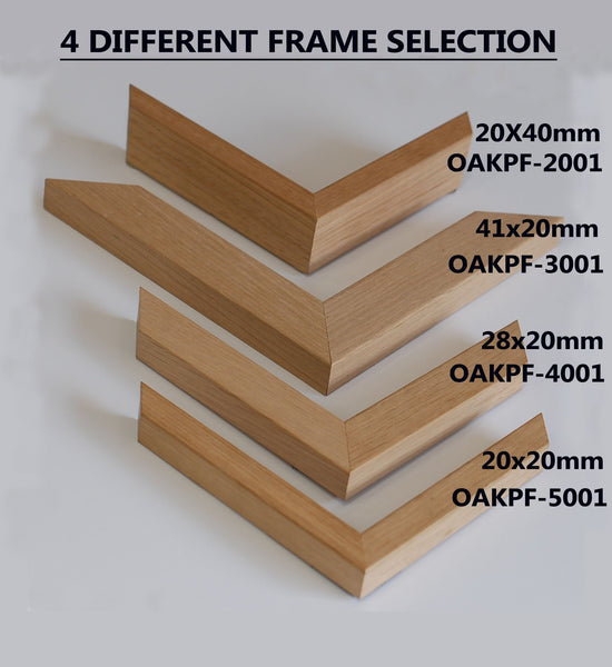 Oak Photo frame, Oak picture frame, AO, A1, A2, A3, A4 size, 4 styles of frame