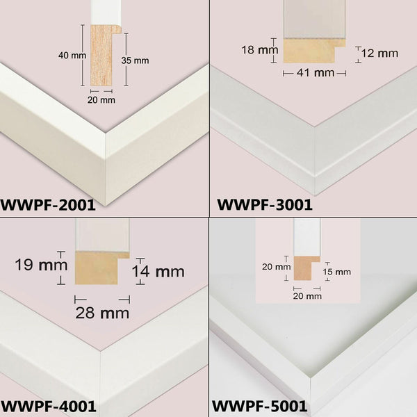 Wooden white photo frame, white picture frame, B1(700x1000mm), B2(500x700mm), B3