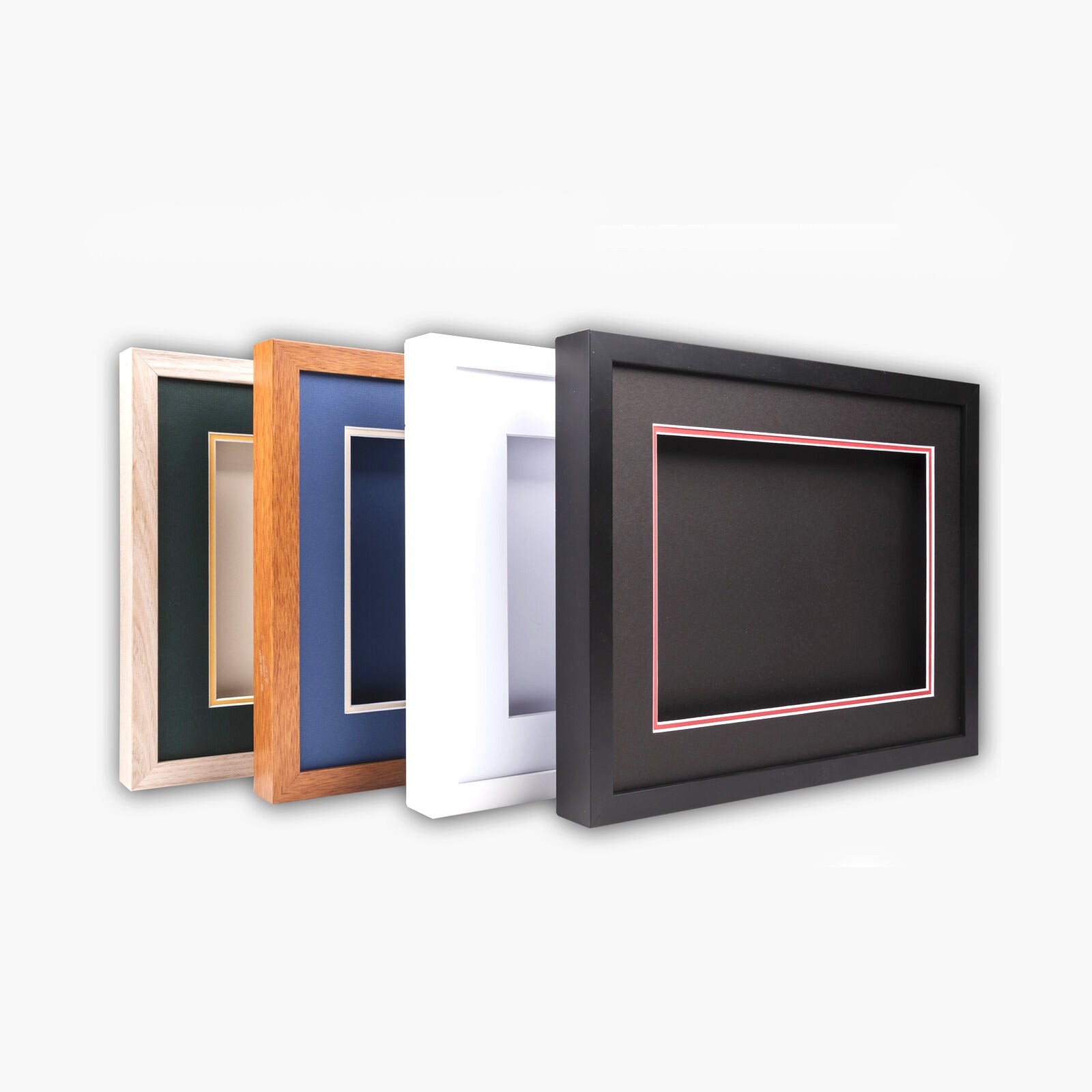 3-D, Deep shadow box frame, 14x18", 16x20" size, Oak, White, Black, Teak,with to