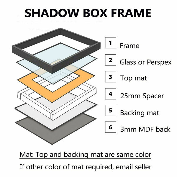 3-D, Deep shadow box frame, 14x18", 16x20" size, Oak, White, Black, Teak,with to