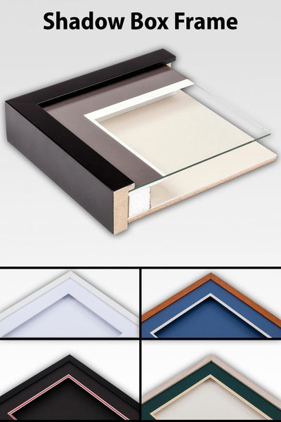3-D, Deep shadow box frame, 14x18", 16x20" size, Oak, White, Black, Teak,with to