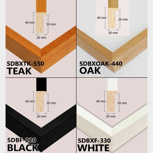 3-D, Deep shadow box frame, 14x18", 16x20" size, Oak, White, Black, Teak,with to