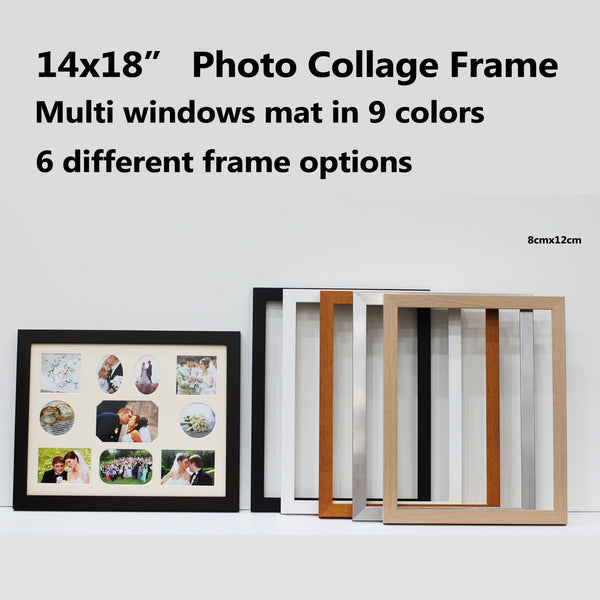 14x18"(355x457mm) Multi window photo mat, 9 different mat color selection, 6 fra