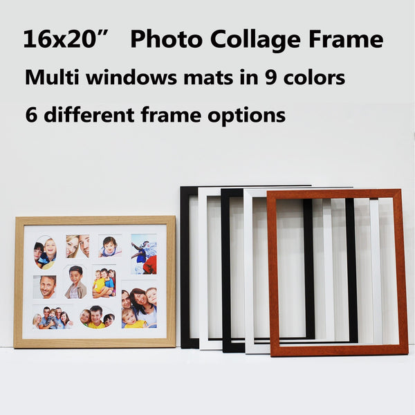 16x20"(406x508mm) Multi window photo mat, 9 different mat color selection, 6 fra