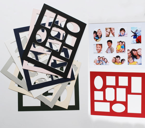 16x20"(406x508mm) Multi window photo mat, 9 different mat color selection, 6 fra